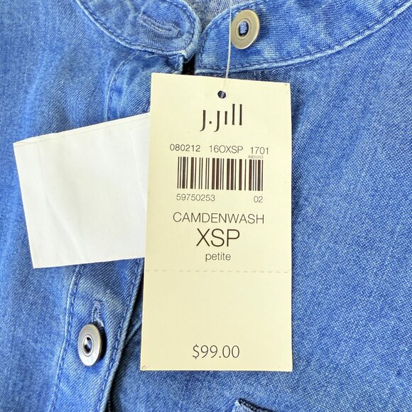 NWT J.Jill Denim Camdenwash Button-Front Soft Breathable Shirt Dress | XS Petite - Picture 7 of 12